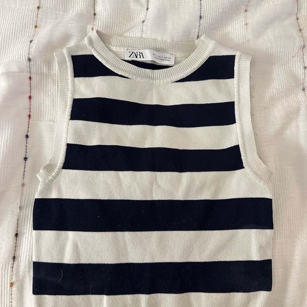 Zara Black and White Striped Top